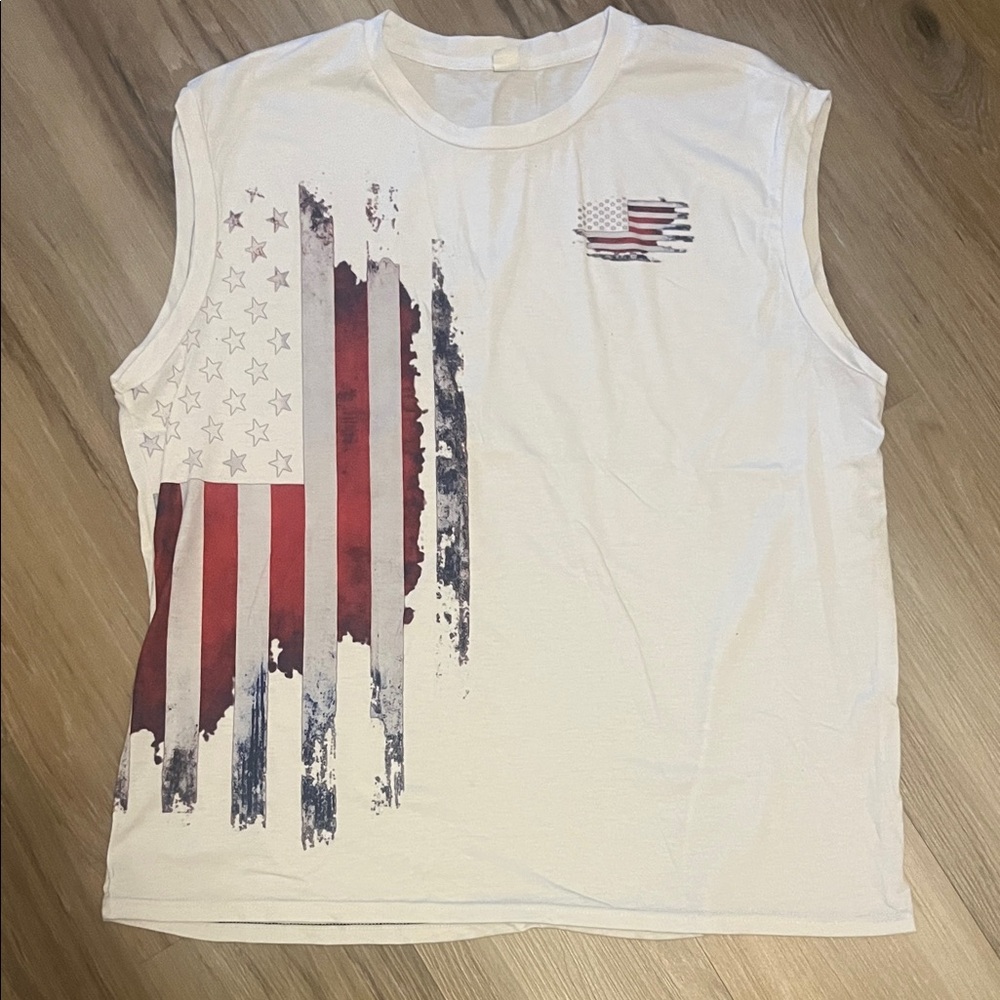 Sleeveless American Flag Graphic Tee